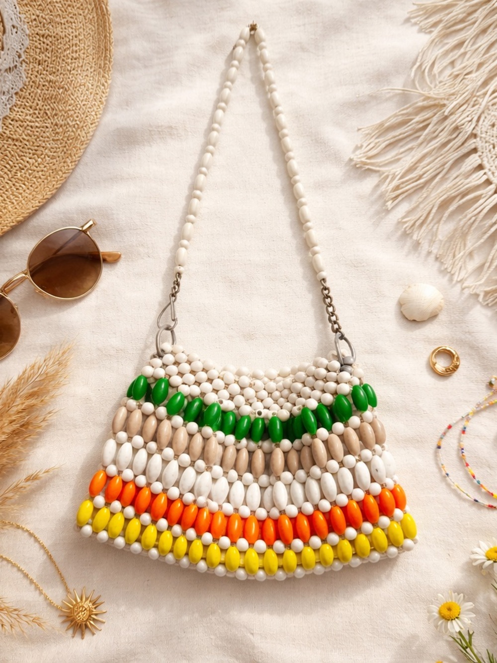 Vintage Safco Beaded Handbag Colorful Bubble Bead Purse 60s Japan Style - Picture 2 of 16